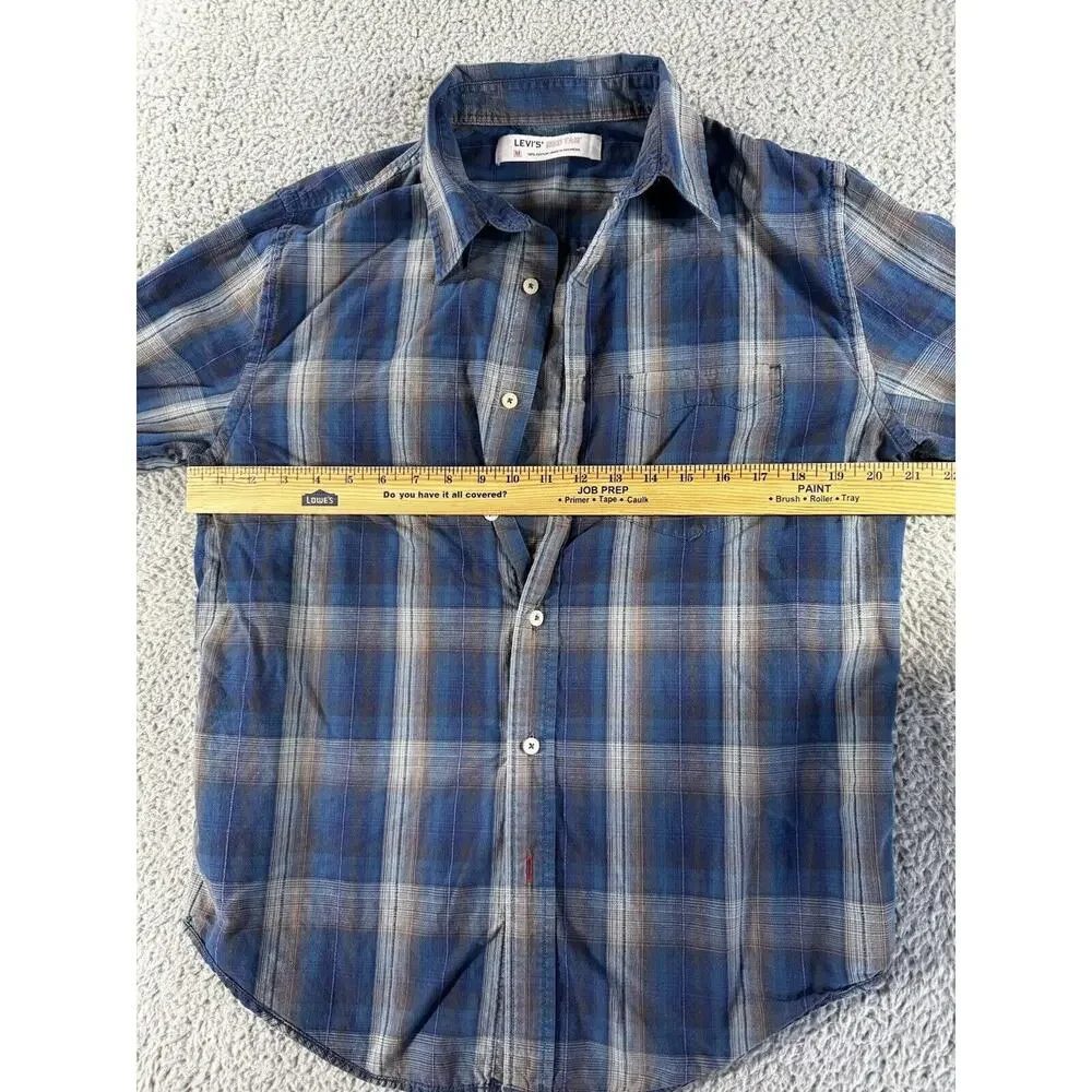 Levis Red Tab‎ Shirt Men Medium Button Up Plaid Long Sleeve Western